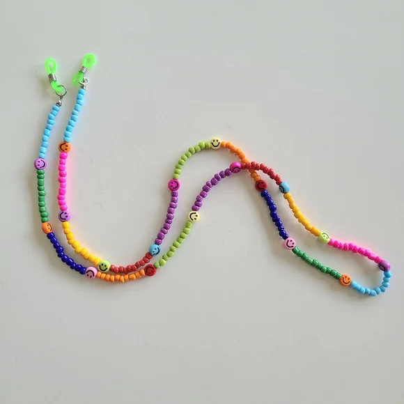 Smiley Face Colorblock Beaded Glasses Cord - Picture 5 of 7